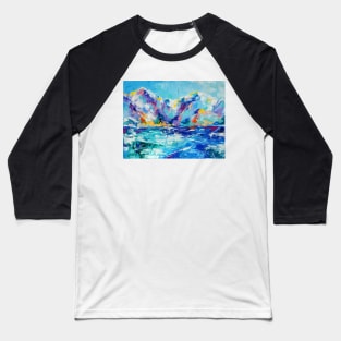 Mountain snow colorful landscape. Baseball T-Shirt